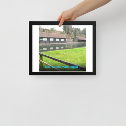 Lakeside Serenity Framed photo paper poster with realestatematching with key Logo