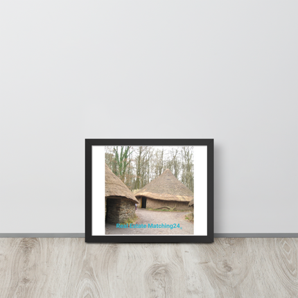 Village Charm Framed photo paper poster with realestatematching24 without key Logo