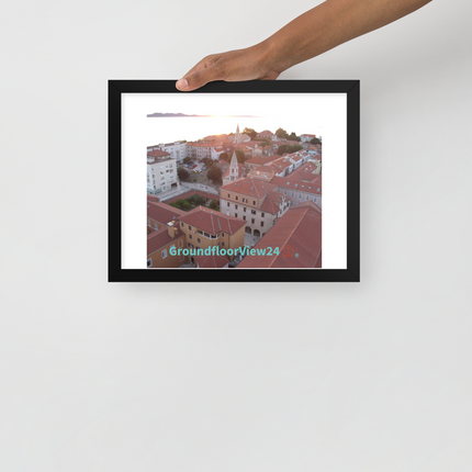 Roof Sunset View Framed photo paper poster with groundfloorview24 with House Logo