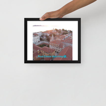 Roof Sunset View Framed photo paper poster with realestatematching with key Logo