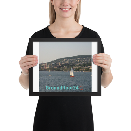Beautiful River & Hills Sinari Framed photo paper poster with Groundfloor24 with House Logo