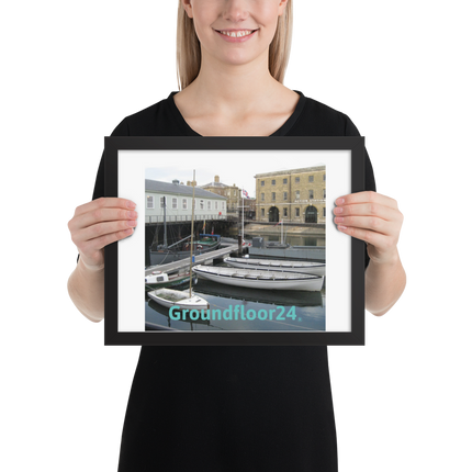 Boat on Water Framed photo paper poster with Groundfloor24 without House Logo