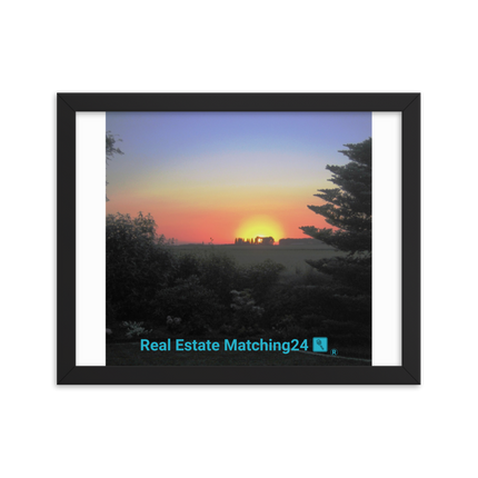 Beautiful Sunset Sinari Framed photo paper poster with realestatematching24 with key Logo