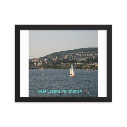 Beautiful River & Hills Sinari Framed photo paper poster with realestatepartner24 with house Logo
