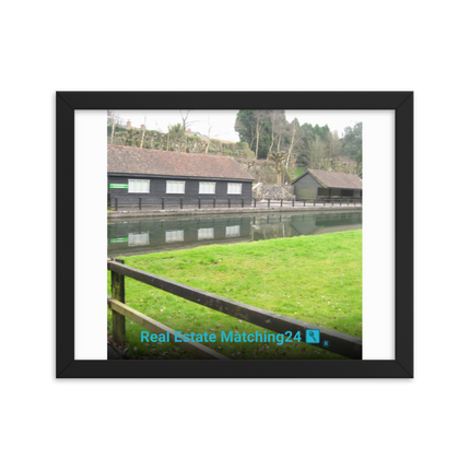Lakeside Serenity Framed photo paper poster with realestatematching24 with key Logo