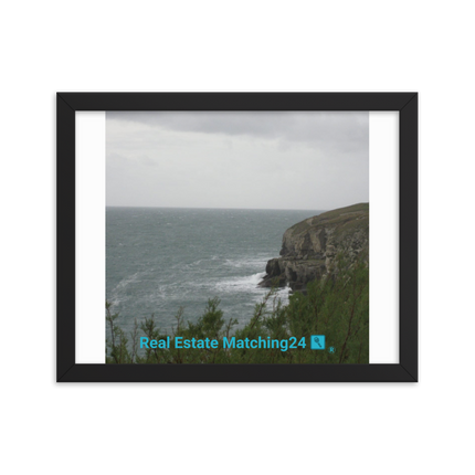 Seaside Serenity Framed photo paper poster with realestatematching24 with key Logo
