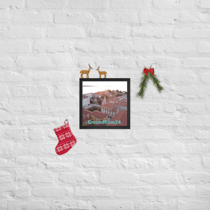 Roof Sunset View Framed photo paper poster with Groundfloor24 without House Logo