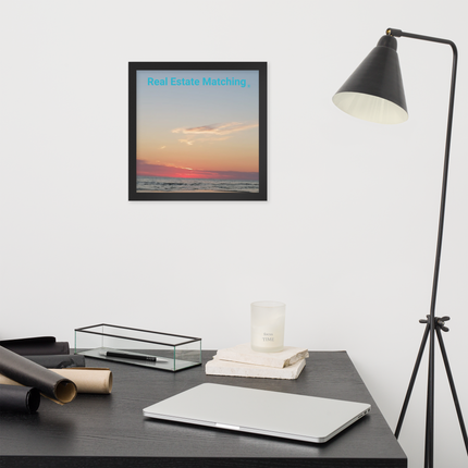 Sunset Sinari Framed photo paper poster with Real Estate Matching Logo