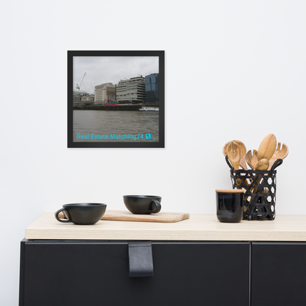 Beautiful Place Framed photo paper poster with Real Estate Matching24 Logo