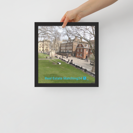 Beautiful Park Framed photo paper poster with realestatematching24 with key Logo