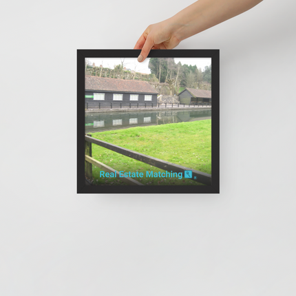 Lakeside Serenity Framed photo paper poster with realestatematching with key Logo