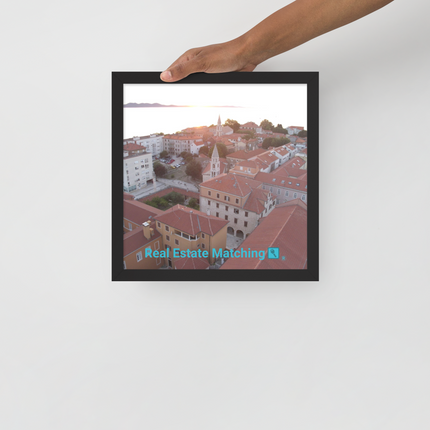 Roof Sunset View Framed photo paper poster with realestatematching with key Logo