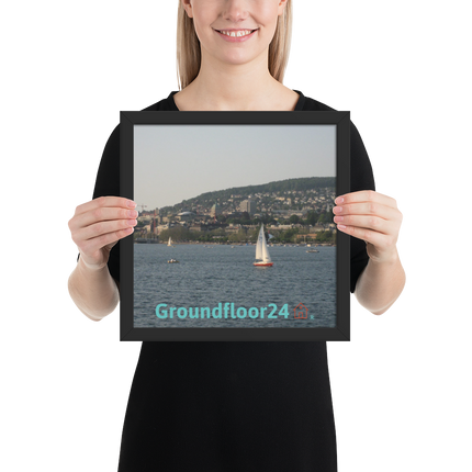 Beautiful River & Hills Sinari Framed photo paper poster with Groundfloor24 with House Logo