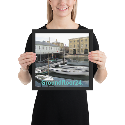 Boat on Water Framed photo paper poster with Groundfloor24 without House Logo