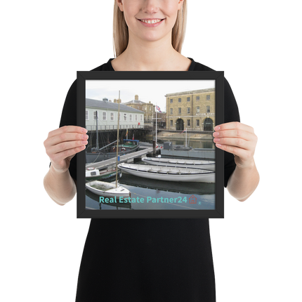 Boat on Water Framed photo paper poster with realestatepartner24 with house Logo