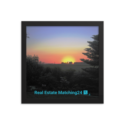 Beautiful Sunset Sinari Framed photo paper poster with realestatematching24 with key Logo
