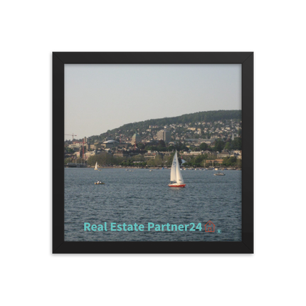 Beautiful River & Hills Sinari Framed photo paper poster with realestatepartner24 with house Logo