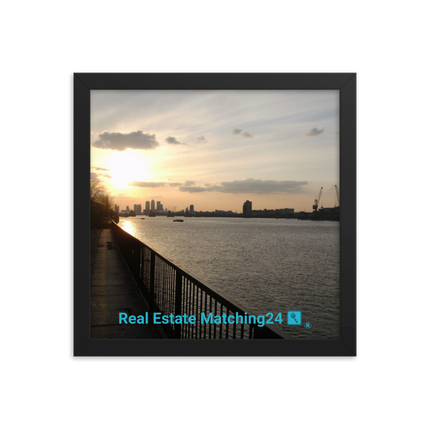 Awesome River View Framed photo paper poster with realestatematching24 with key Logo