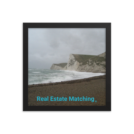 Waves and Sand Framed photo paper poster with realestatematching without key Logo