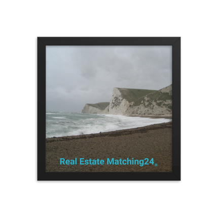 Waves and Sand Framed photo paper poster with realestatematching24 without key Logo
