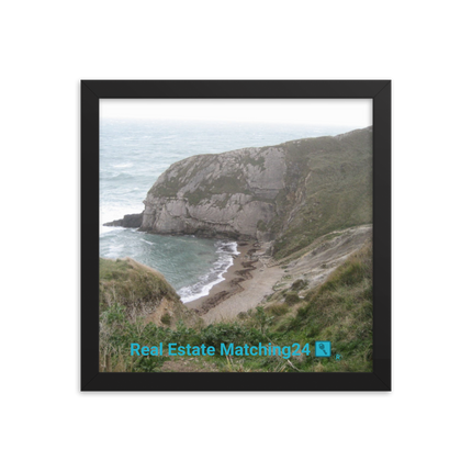 Sea & Hills Framed photo paper poster with realestatematching24 with key Logo