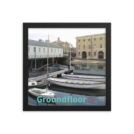 Boat on Water Framed photo paper poster with Groundfloor with House Logo