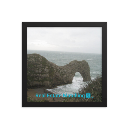 Coastal Escape Framed photo paper poster with realestatematching with key Logo