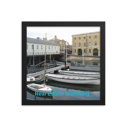 Boat on Water Framed photo paper poster with realestatematching without key Logo
