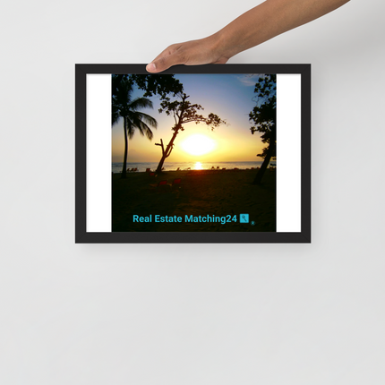 Beautiful Sea View Framed photo paper poster with realestatematching24 with key Logo