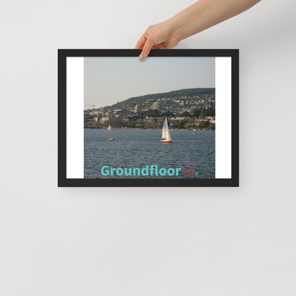 Beautiful River & Hills Sinari Framed photo paper poster with Groundfloor with House Logo