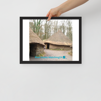 Village Charm Framed photo paper poster with realestatematching24 with key Logo