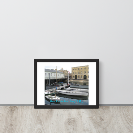 Boat on Water Framed photo paper poster with realestatematching24 with key Logo
