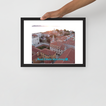 Roof Sunset View Framed photo paper poster with realestatematching with key Logo
