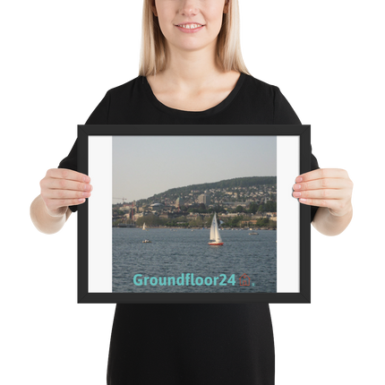 Beautiful River & Hills Sinari Framed photo paper poster with Groundfloor24 with House Logo