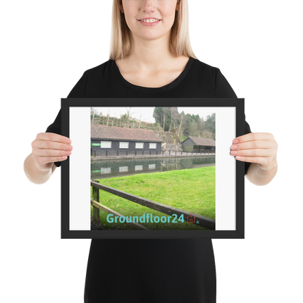 Lakeside Serenity Framed photo paper poster with Groundfloor24 with House Logo