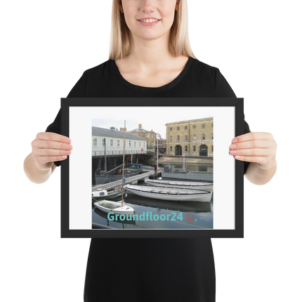 Boat on Water Framed photo paper poster with Groundfloor24 with House Logo