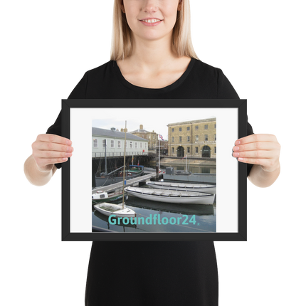 Boat on Water Framed photo paper poster with Groundfloor24 without House Logo