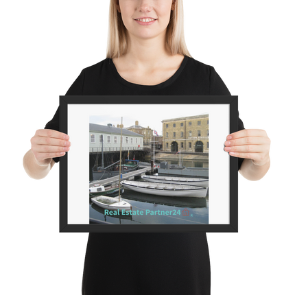 Boat on Water Framed photo paper poster with realestatepartner24 with house Logo