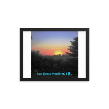 Beautiful Sunset Sinari Framed photo paper poster with realestatematching24 with key Logo