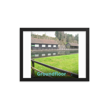 Lakeside Serenity Framed photo paper poster with Groundfloor with House Logo