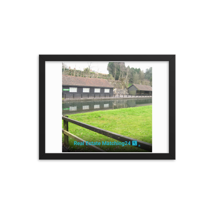 Lakeside Serenity Framed photo paper poster with realestatematching24 with key Logo