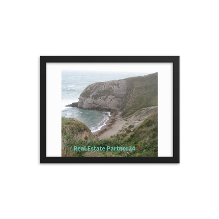 Sea & Hills Framed photo paper poster with realestatepartner24 with house Logo
