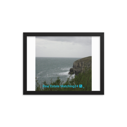 Seaside Serenity Framed photo paper poster with realestatematching24 with key Logo