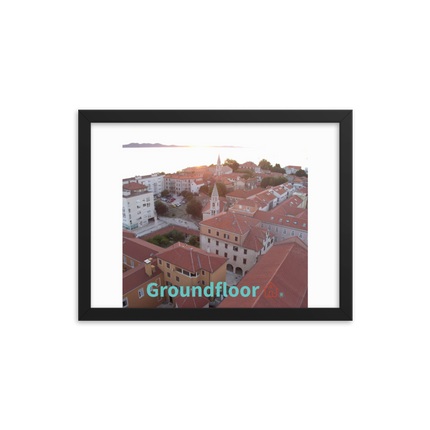 Roof Sunset View Framed photo paper poster with Groundfloor with House Logo
