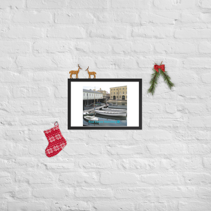 Boat on Water Framed photo paper poster with realestatematching with key Logo