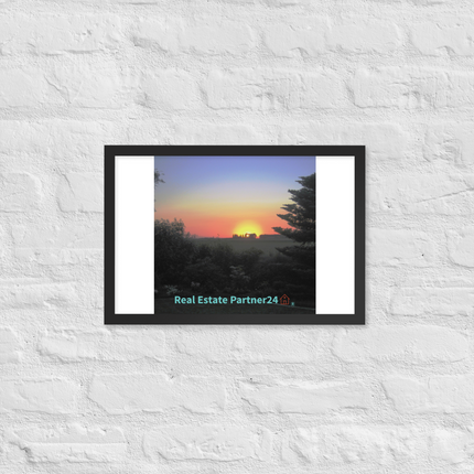 Beautiful Sunset Sinari Framed photo paper poster with realestatepartner24 with house Logo