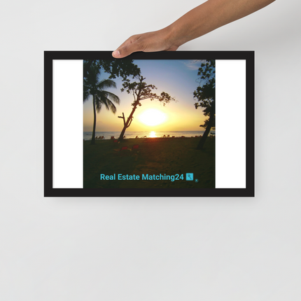 Beautiful Sea View Framed photo paper poster with realestatematching24 with key Logo