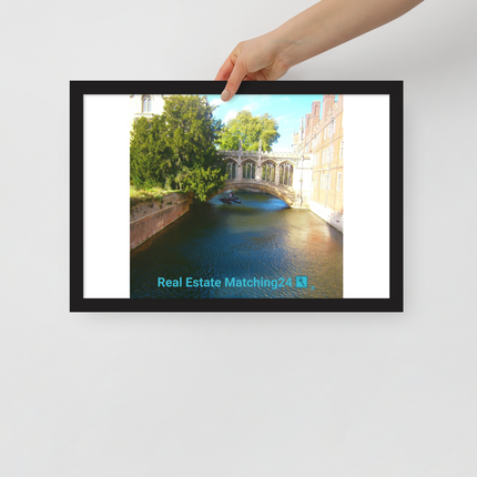 Beautiful Canel Framed photo paper poster with realestatematching24 with key Logo