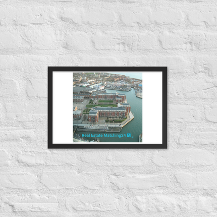 Nice City Framed photo paper poster with realestatematching24 with key Logo