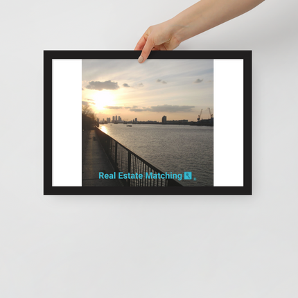 Awesome River View Framed photo paper poster with realestatematching with key Logo